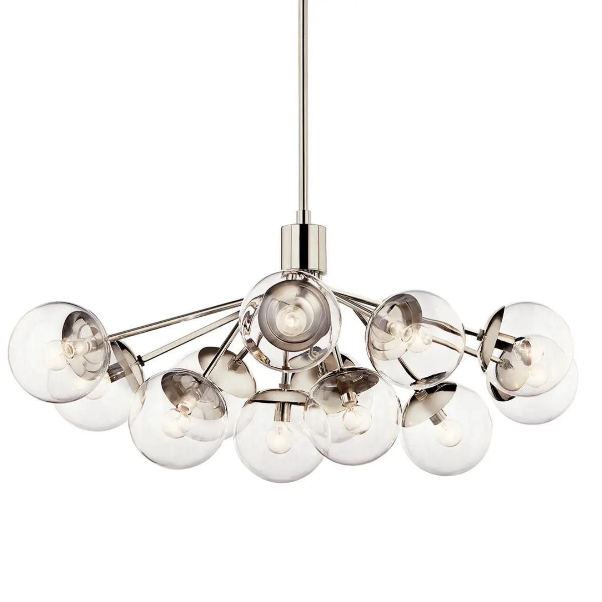 Silvarious 48" 12-Light Convertible Chandelier with Clear Glass, Polished Nickel Finish - Bees Lighting