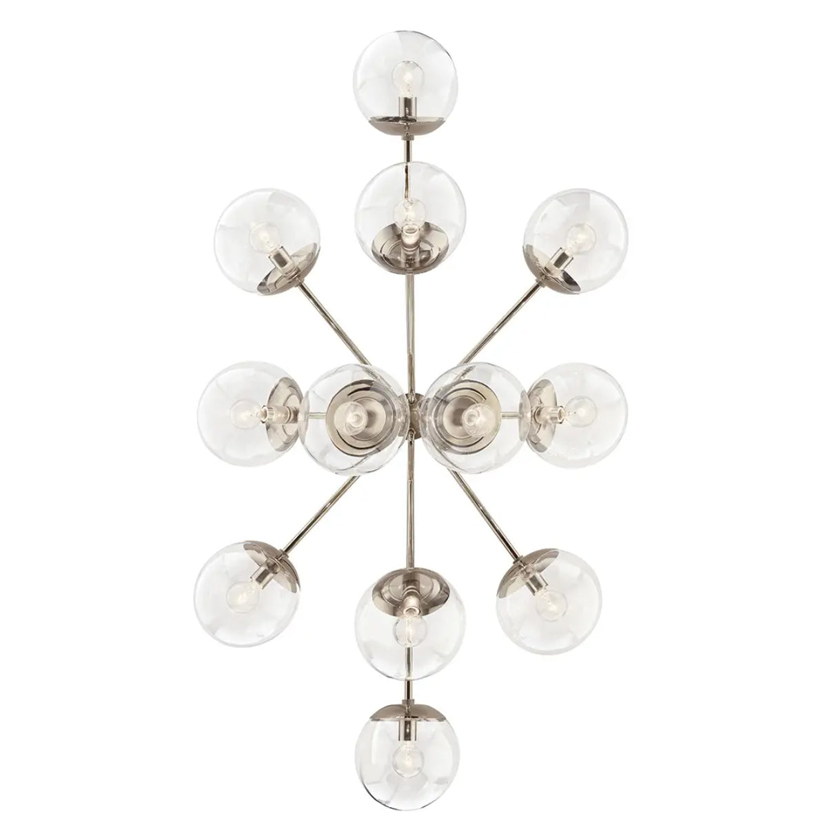 Silvarious 48" 12-Light Convertible Chandelier with Clear Glass, Polished Nickel Finish - Bees Lighting