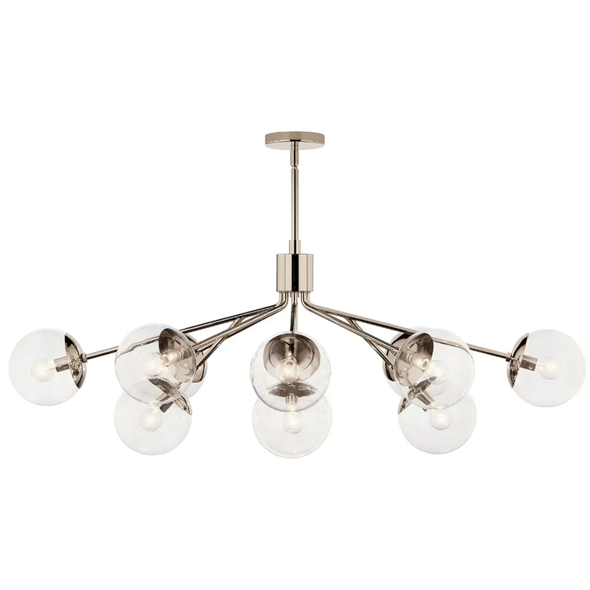 Silvarious 48" 12-Light Convertible Chandelier with Clear Glass, Polished Nickel Finish - Bees Lighting