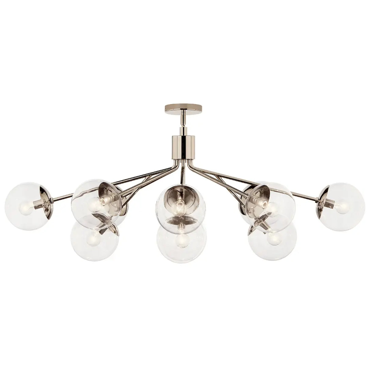 Silvarious 48" 12-Light Convertible Chandelier with Clear Glass, Polished Nickel Finish - Bees Lighting