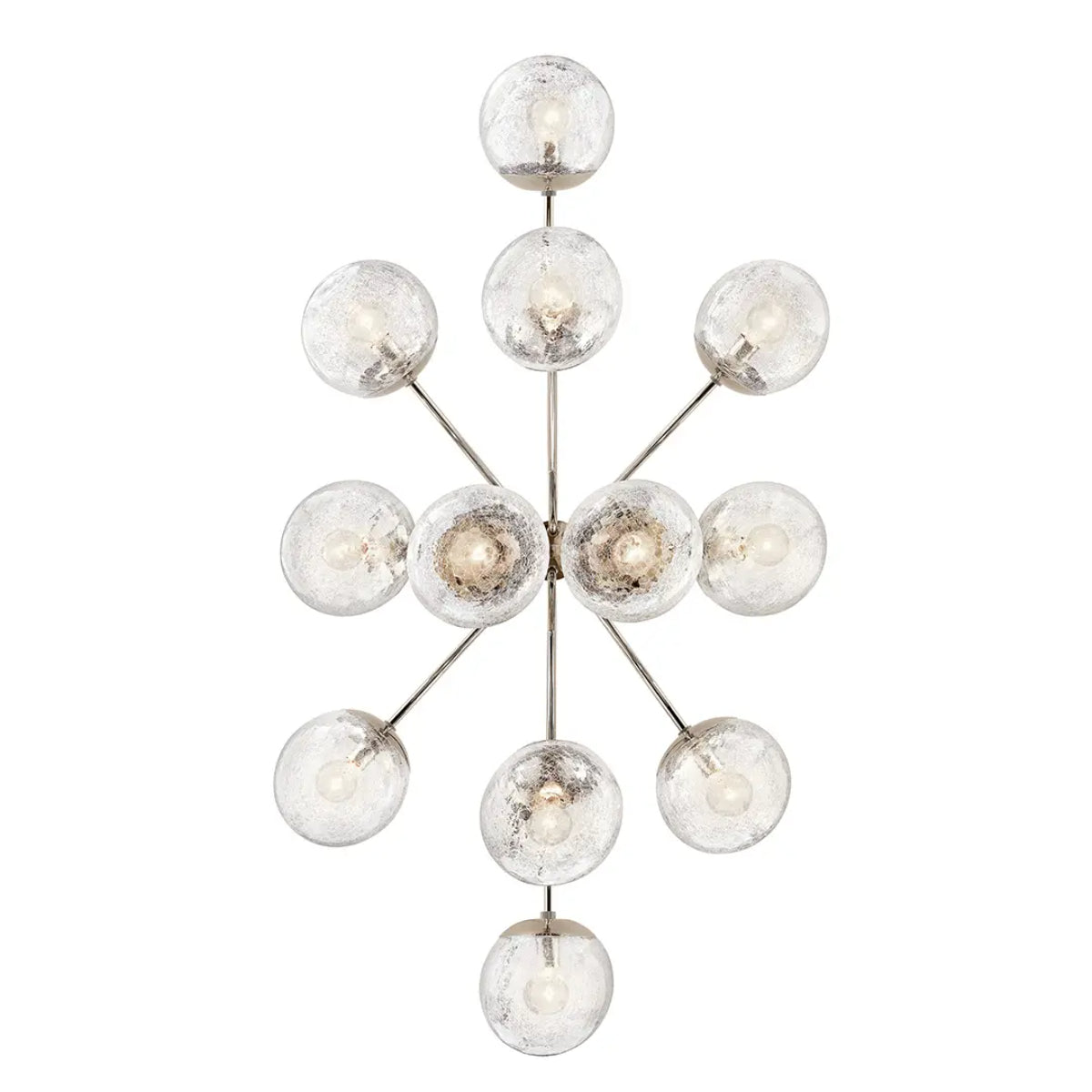 Silvarious 48" 12-Light Convertible Chandelier with Clear Crackle Glass, Polished Nickel Finish - Bees Lighting