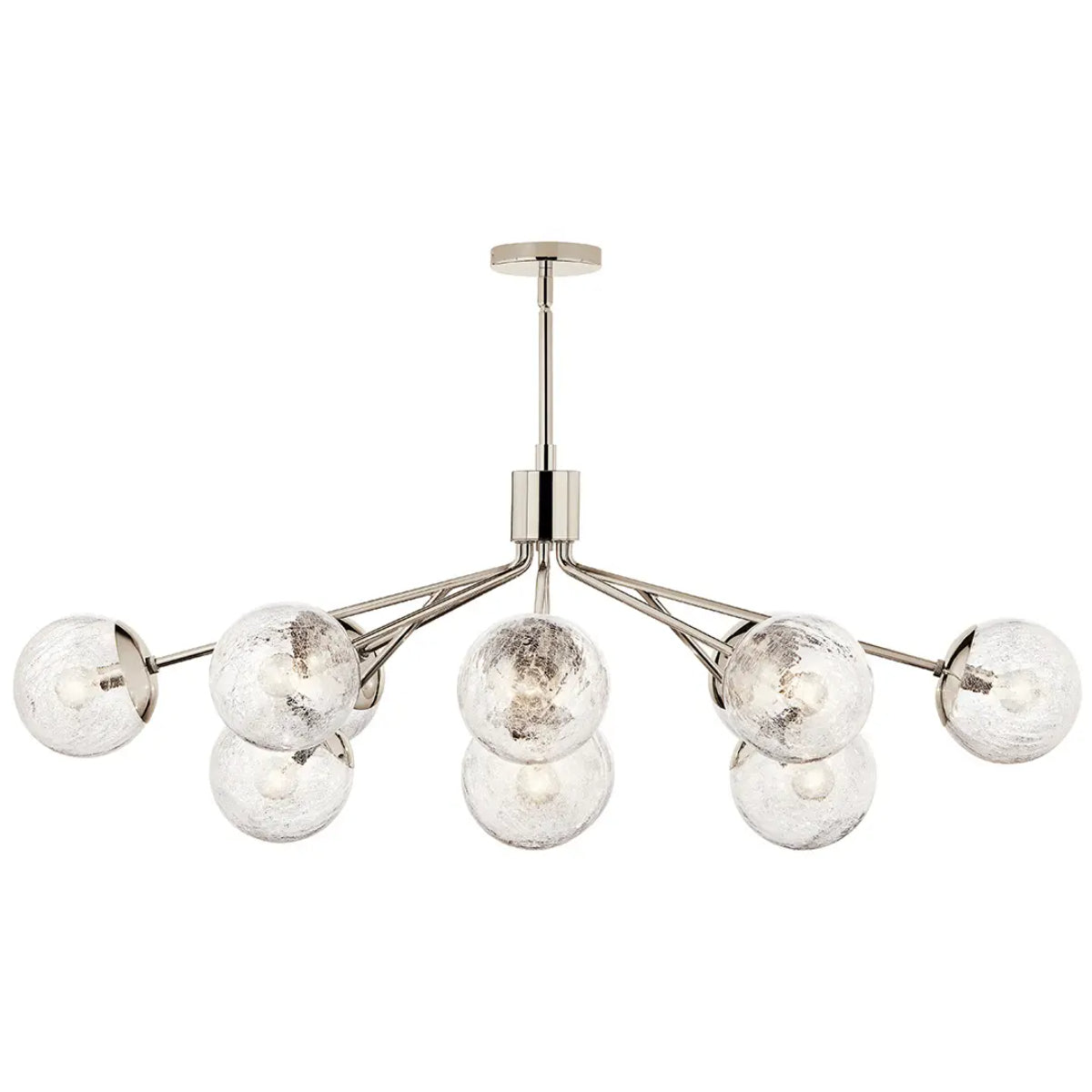 Silvarious 48" 12-Light Convertible Chandelier with Clear Crackle Glass, Polished Nickel Finish - Bees Lighting