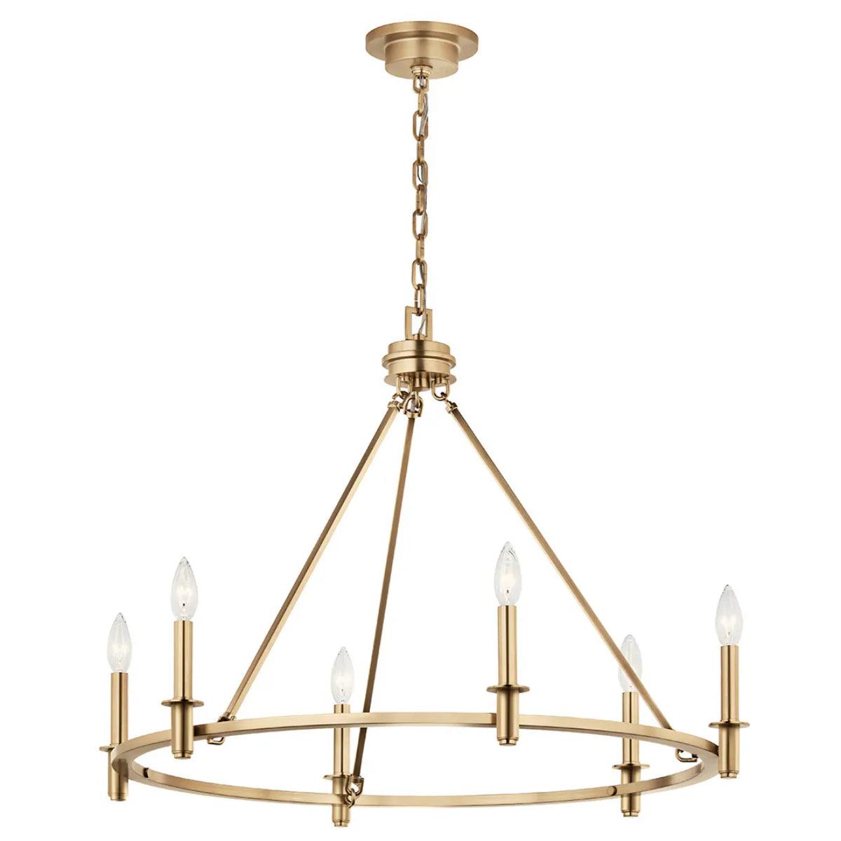 Carrick 32" 6-Light Chandelier 1-Tier, Champagne Bronze Finish - Bees Lighting