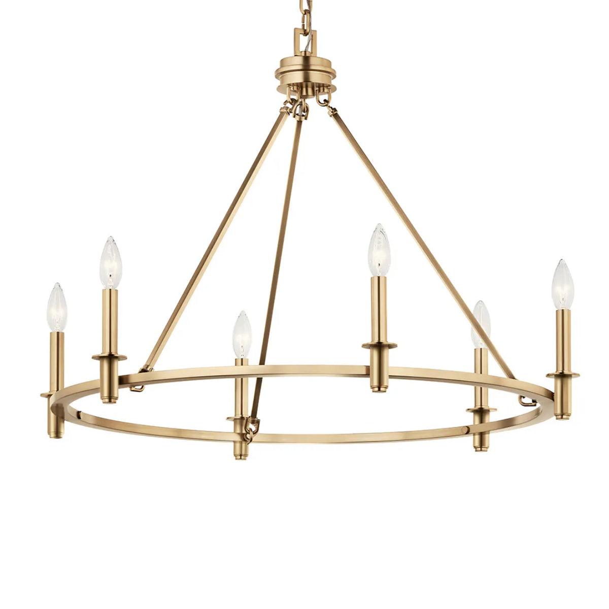 Carrick 32" 6-Light Chandelier 1-Tier, Champagne Bronze Finish - Bees Lighting