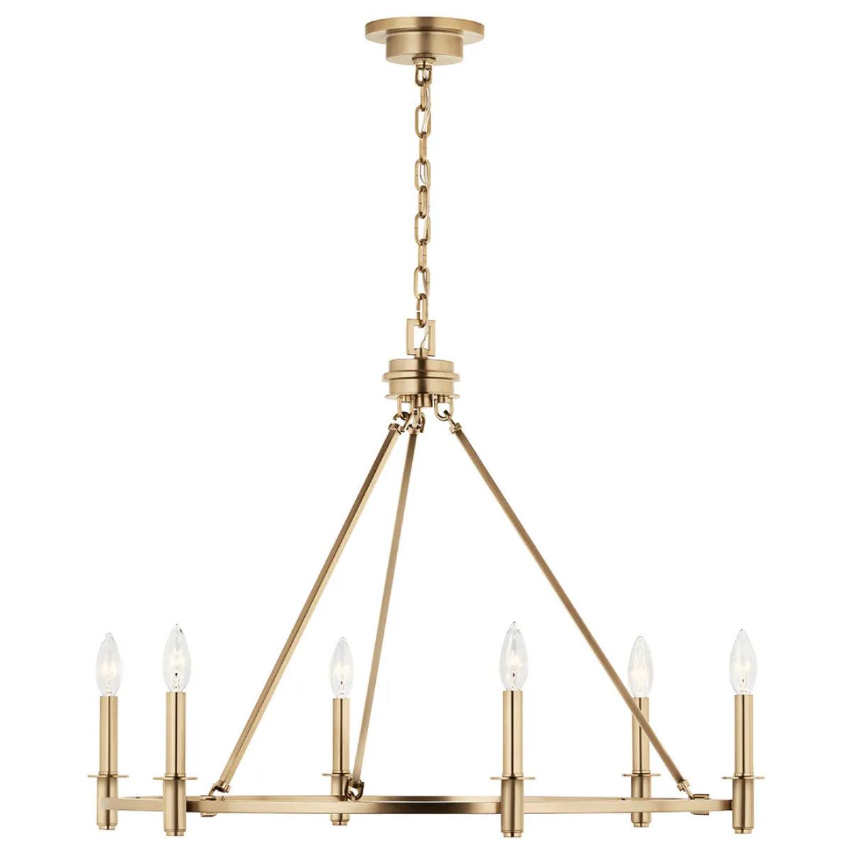 Carrick 32" 6-Light Chandelier 1-Tier, Champagne Bronze Finish - Bees Lighting