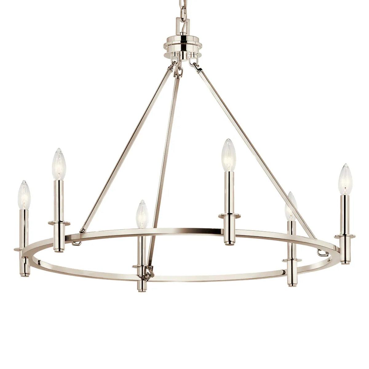 Carrick 32" 6-Light Chandelier 1-Tier, Polished nickel Finish - Bees Lighting