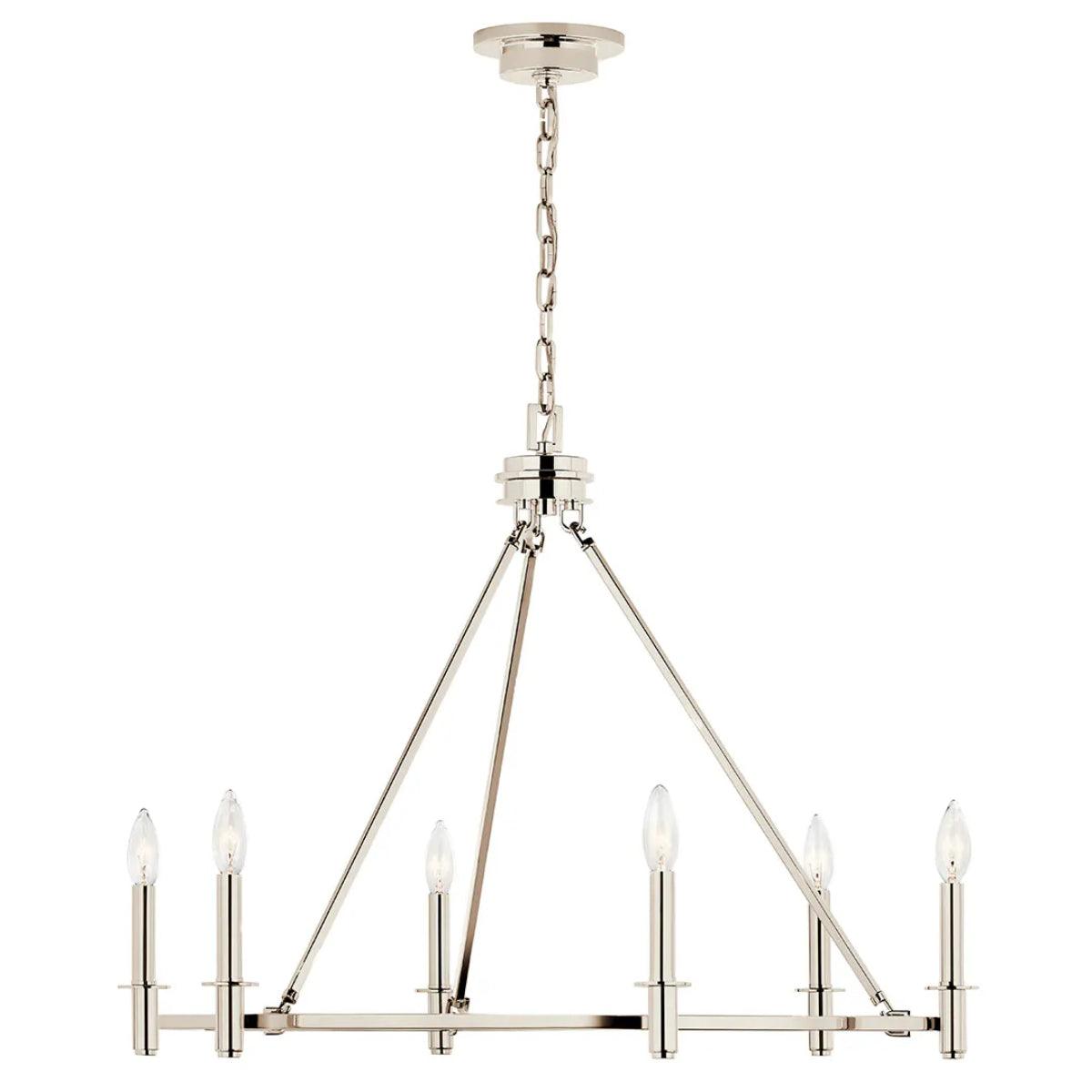 Carrick 32" 6-Light Chandelier 1-Tier, Polished nickel Finish - Bees Lighting