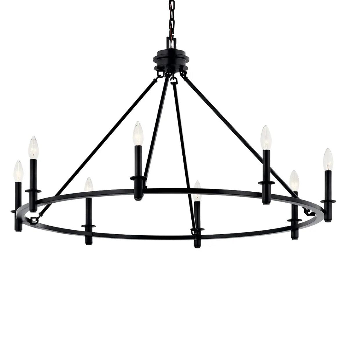 Carrick 41" 8-Light Chandelier 1-Tier, Black Finish - Bees Lighting