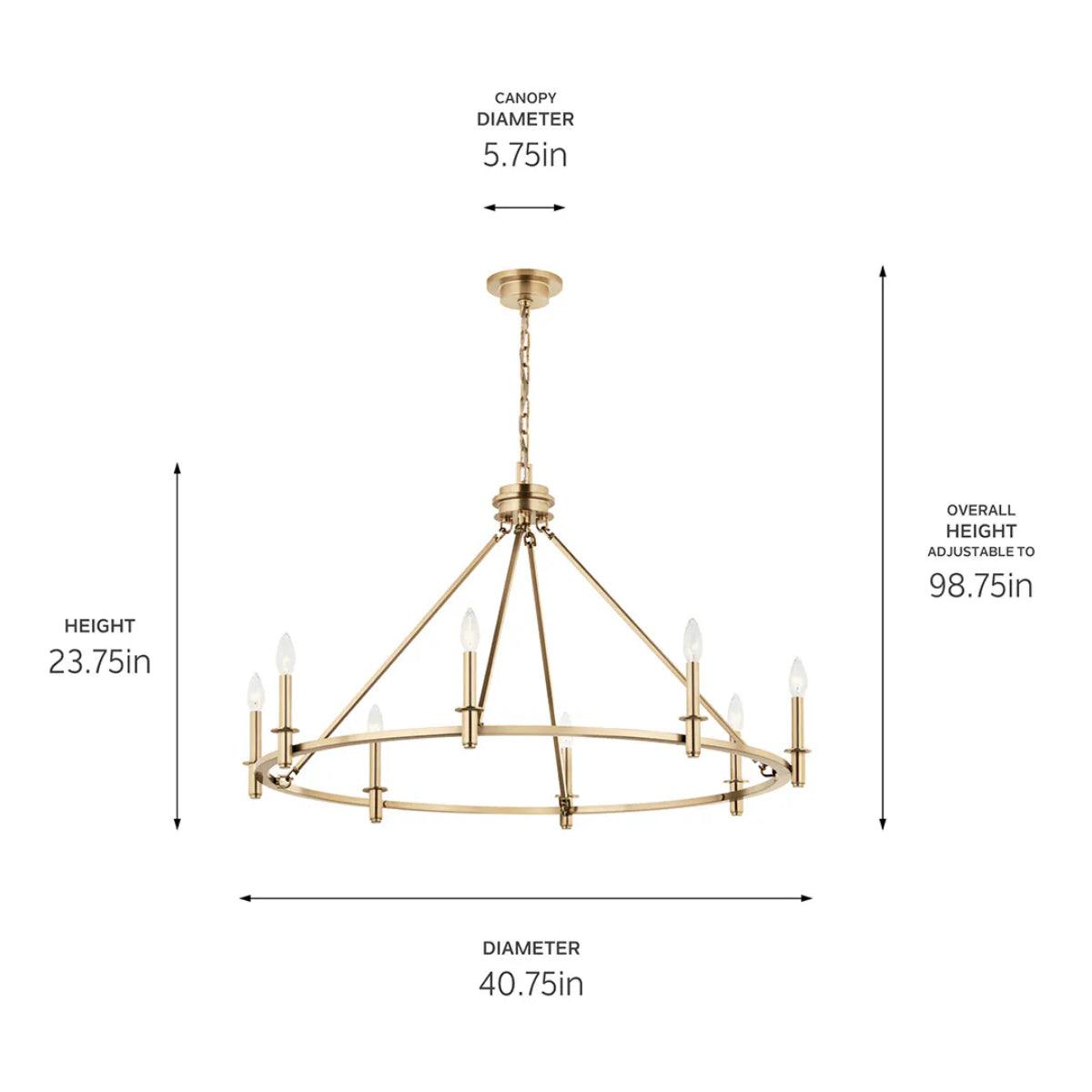 Carrick 41" 8-Light Chandelier 1-Tier, Champagne Bronze Finish - Bees Lighting