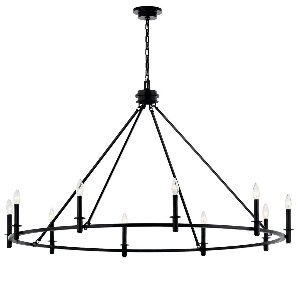 Carrick 54" 10-Light Chandelier 1-Tier, Black Finish - Bees Lighting