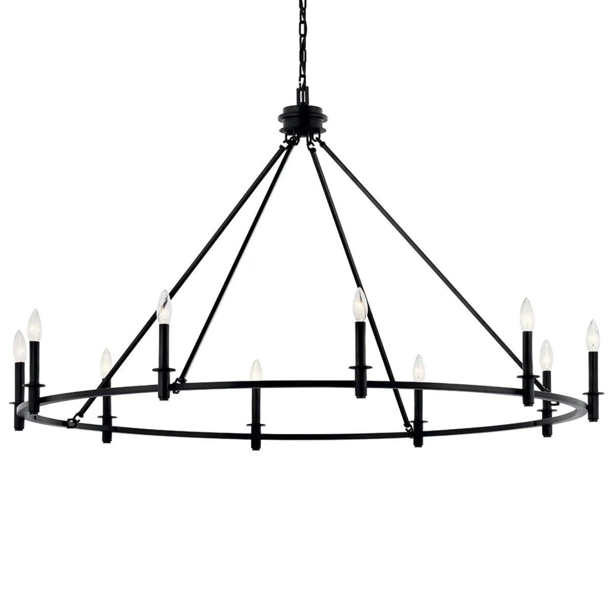 Carrick 54" 10-Light Chandelier 1-Tier, Black Finish - Bees Lighting