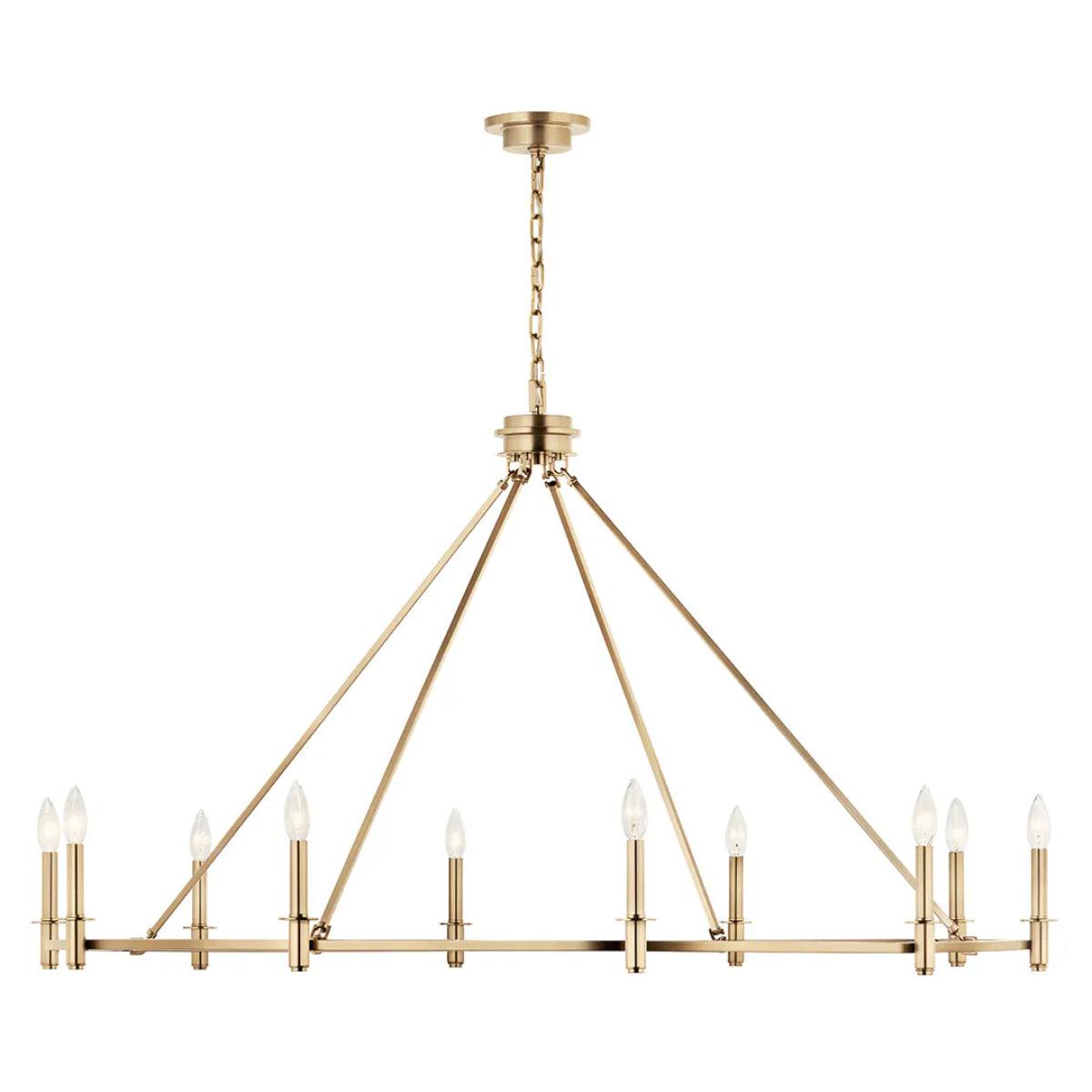 Carrick 54" 10-Light Chandelier 1-Tier, Champagne Bronze Finish - Bees Lighting