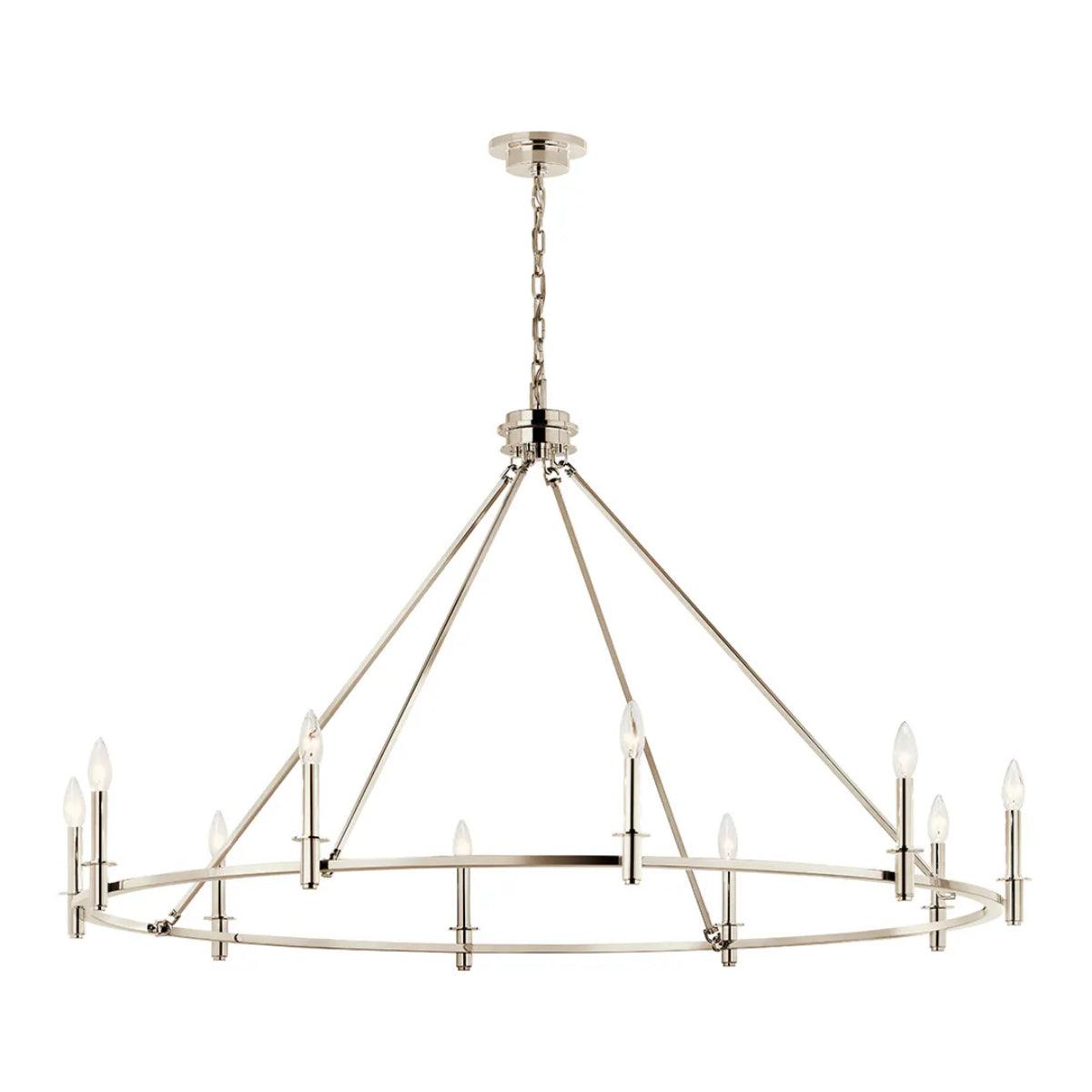 Carrick 54" 10-Light Chandelier 1-Tier, Polished nickel Finish - Bees Lighting