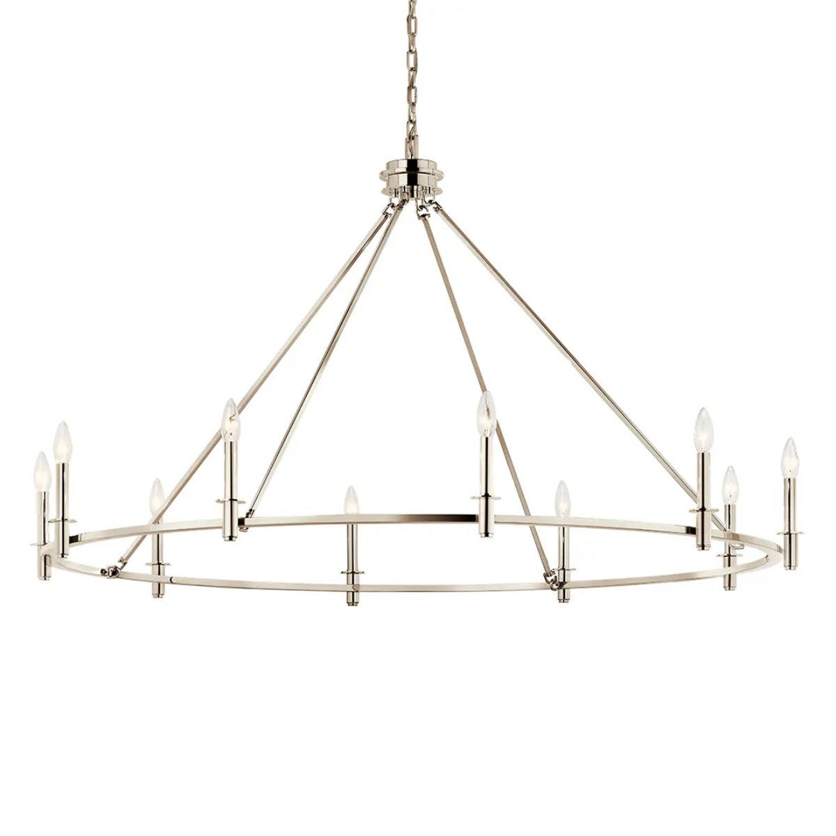 Carrick 54" 10-Light Chandelier 1-Tier, Polished nickel Finish - Bees Lighting