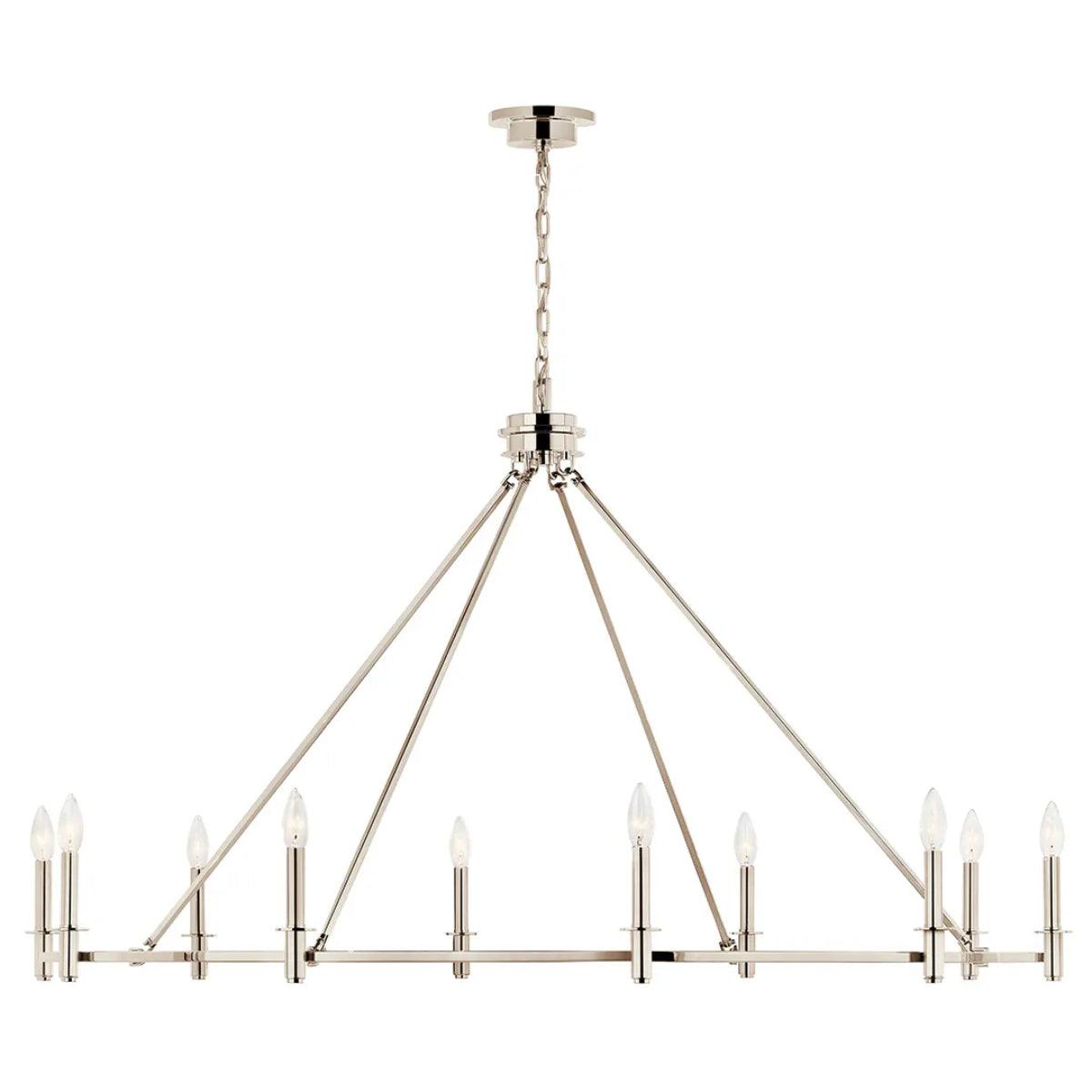 Carrick 54" 10-Light Chandelier 1-Tier, Polished nickel Finish - Bees Lighting