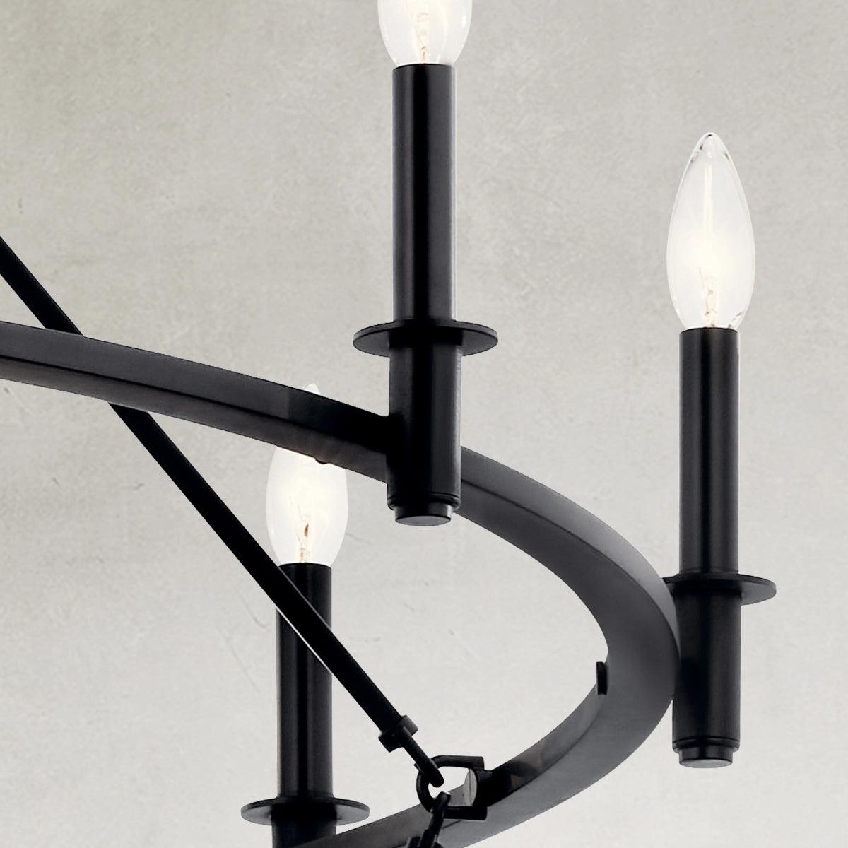 Carrick 54" 18-Light Chandelier 1-Tier, Black Finish - Bees Lighting