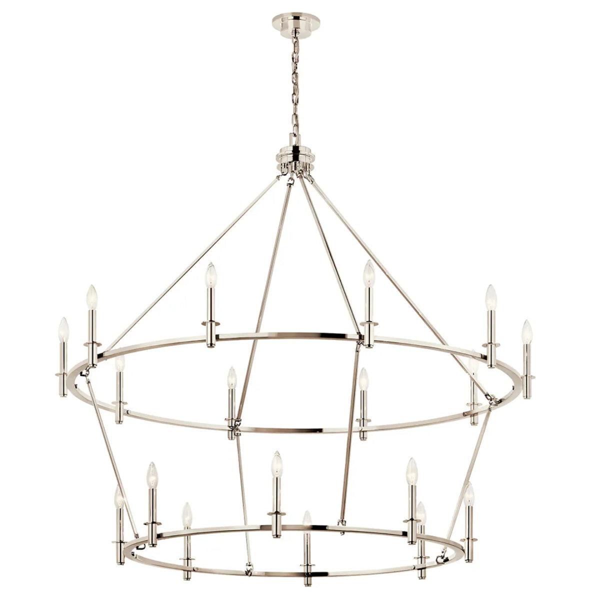 Carrick 54" 18-Light Chandelier 1-Tier, Polished nickel Finish - Bees Lighting