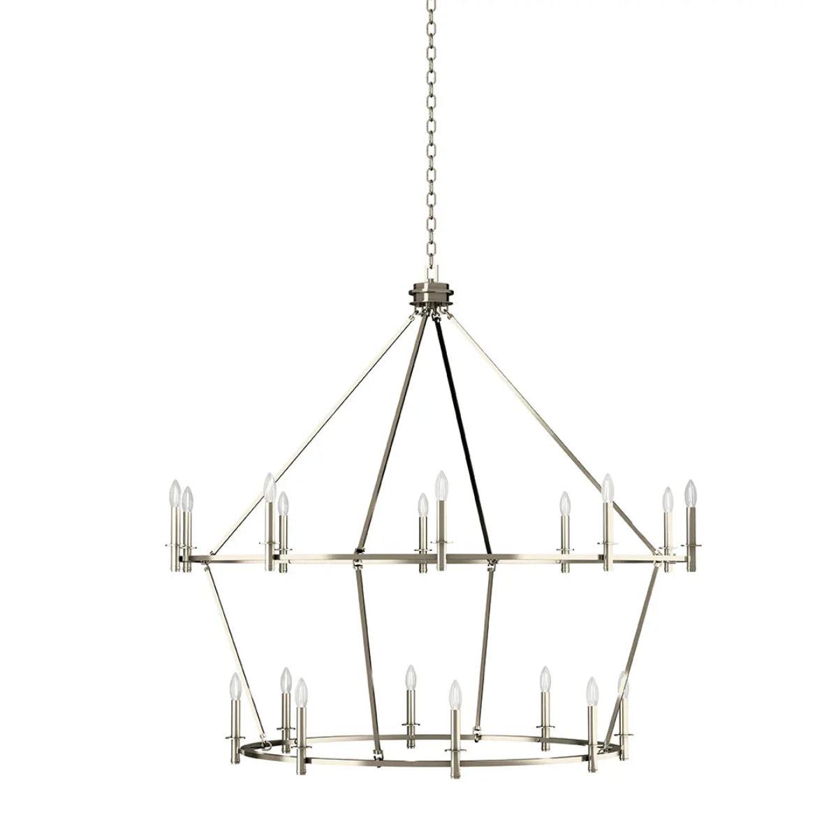 Carrick 54" 18-Light Chandelier 1-Tier, Polished nickel Finish - Bees Lighting