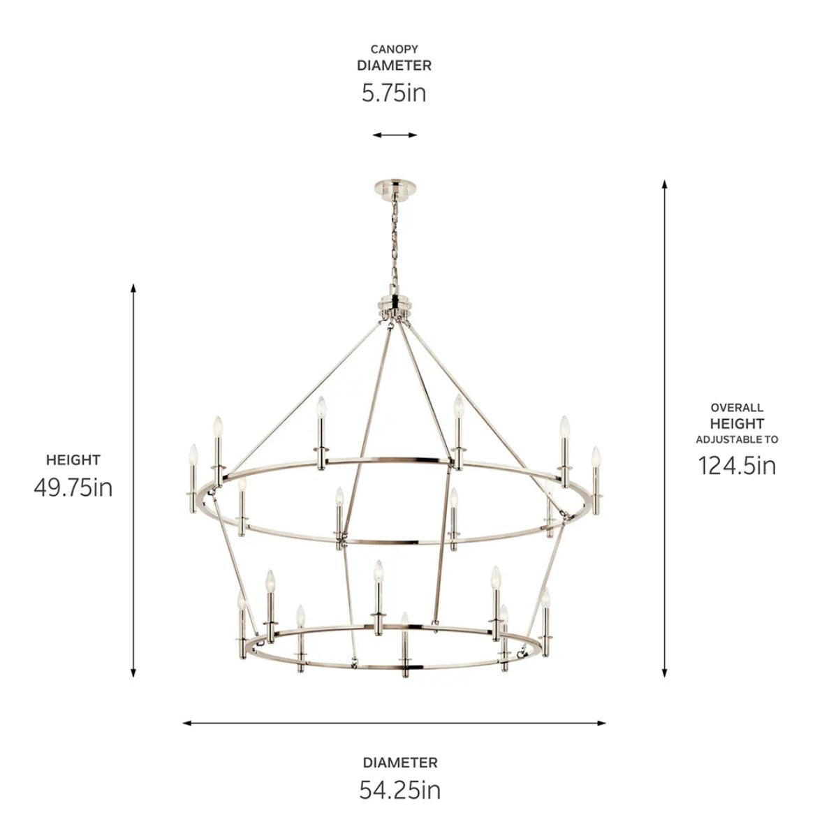 Carrick 54" 18-Light Chandelier 1-Tier, Polished nickel Finish - Bees Lighting