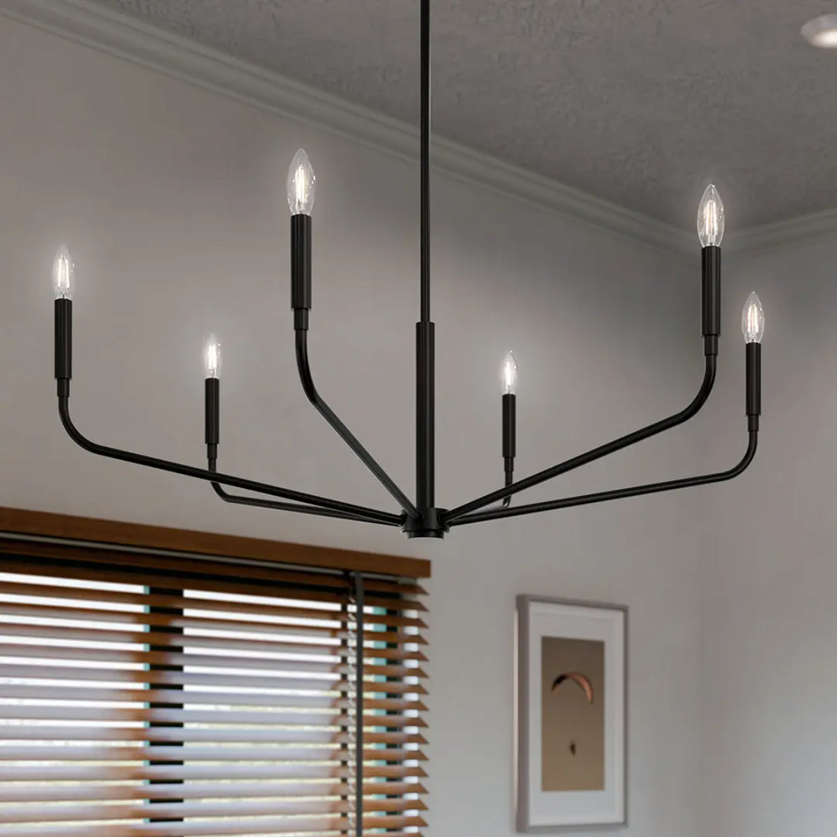 Madden 38" 6-Light Chandelier, Black Finish - Bees Lighting