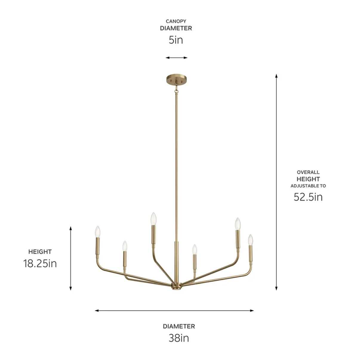 Madden 38" 6-Light Chandelier, Champagne Bronze Finish