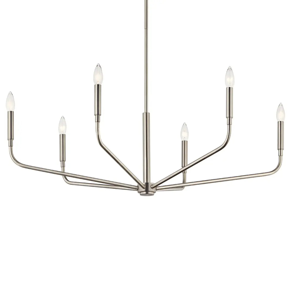 Madden 38" 6-Light Chandelier, Brushed Nickel Finish - Bees Lighting