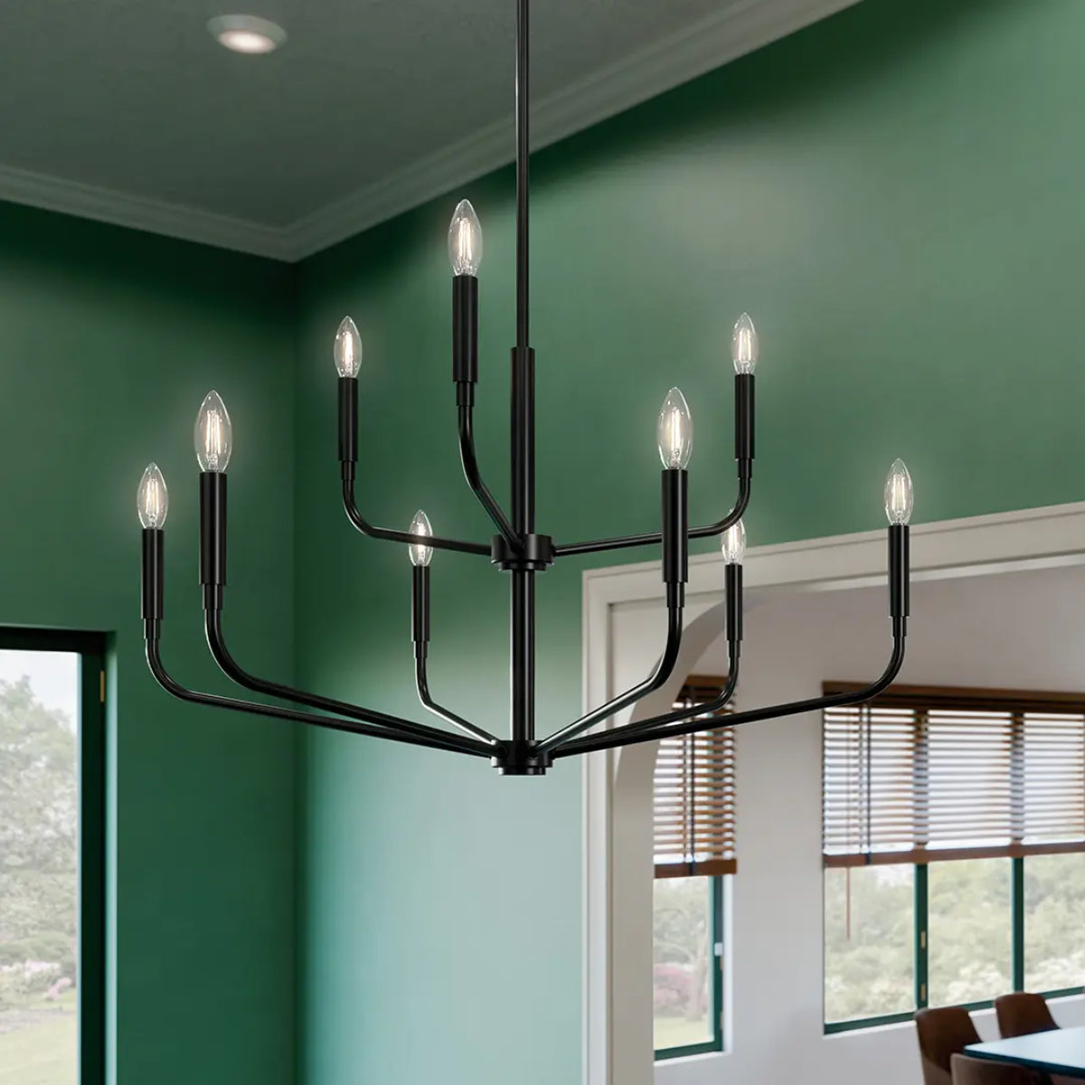 Madden 32" 9-Light Chandelier, Black Finish - Bees Lighting