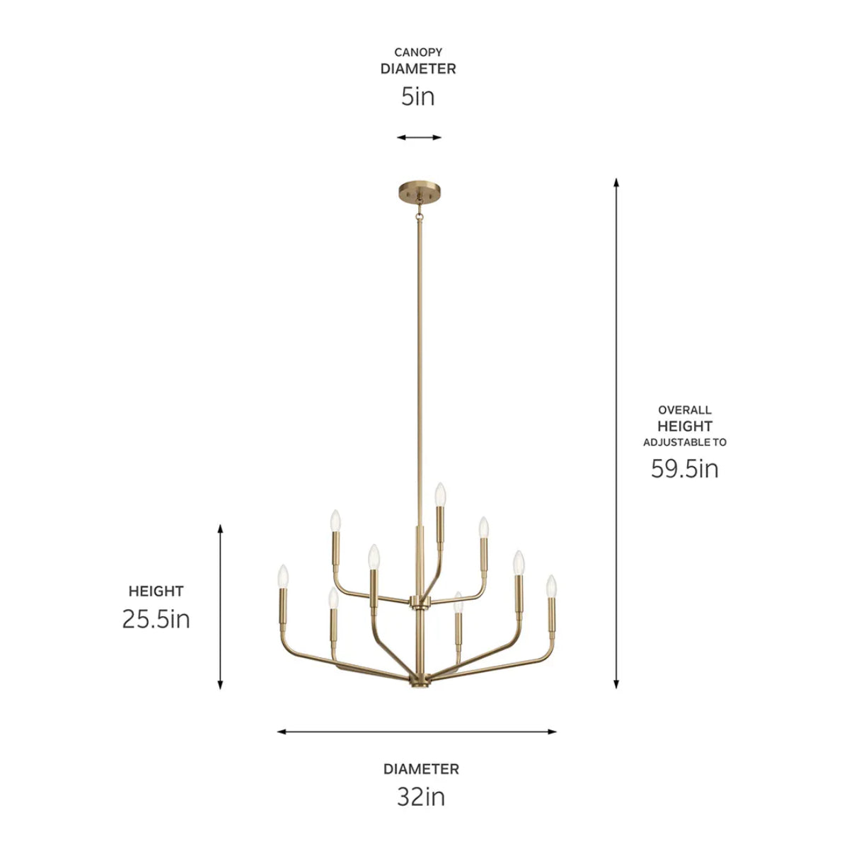 Madden 32" 9-Light Chandelier, Champagne Bronze Finish - Bees Lighting