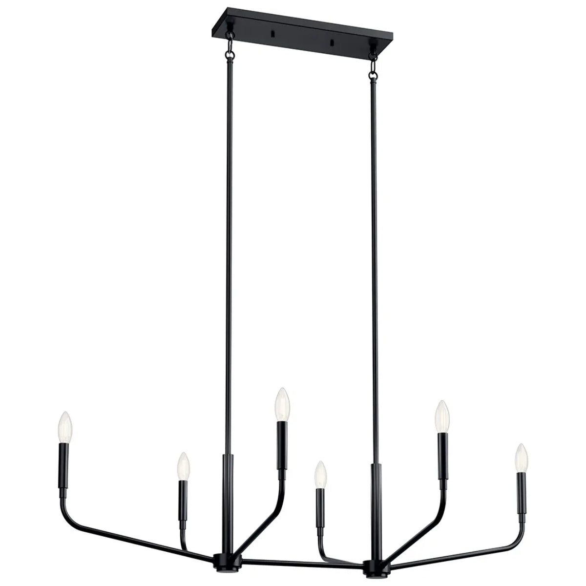 Madden 45" 6-Light Linear Chandelier, Black Finish - Bees Lighting