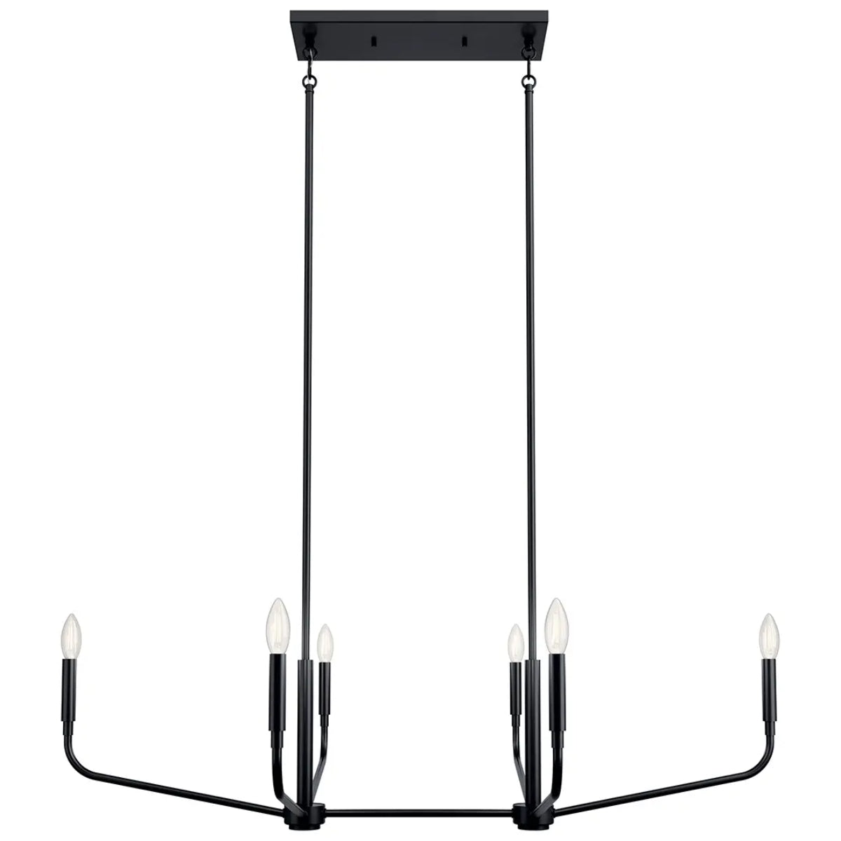 Madden 45" 6-Light Linear Chandelier, Black Finish - Bees Lighting