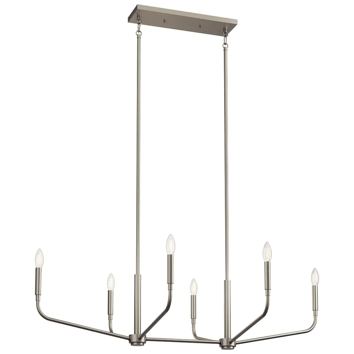 Madden 45" 6-Light Linear Chandelier, Brushed Nickel Finish - Bees Lighting