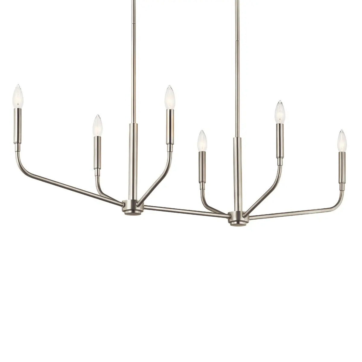 Madden 45" 6-Light Linear Chandelier, Brushed Nickel Finish - Bees Lighting