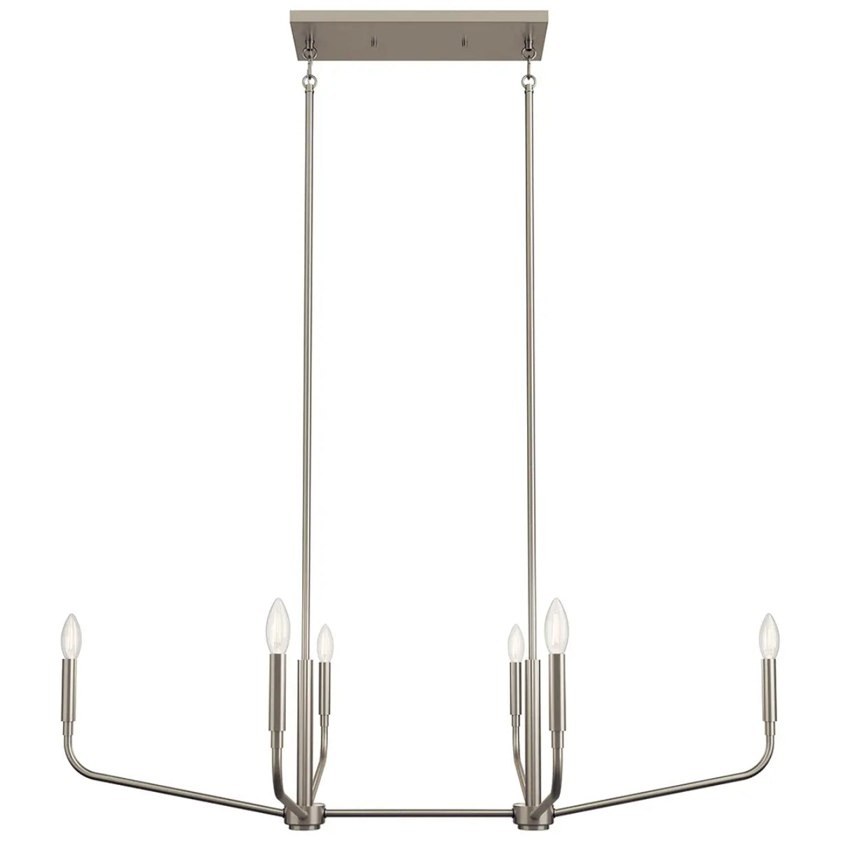 Madden 45" 6-Light Linear Chandelier, Brushed Nickel Finish - Bees Lighting