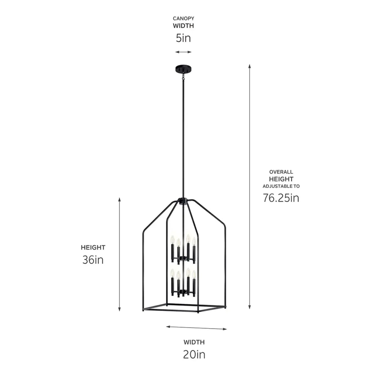 Madden 20" 8-Light Pendant Light, Black Finish - Bees Lighting