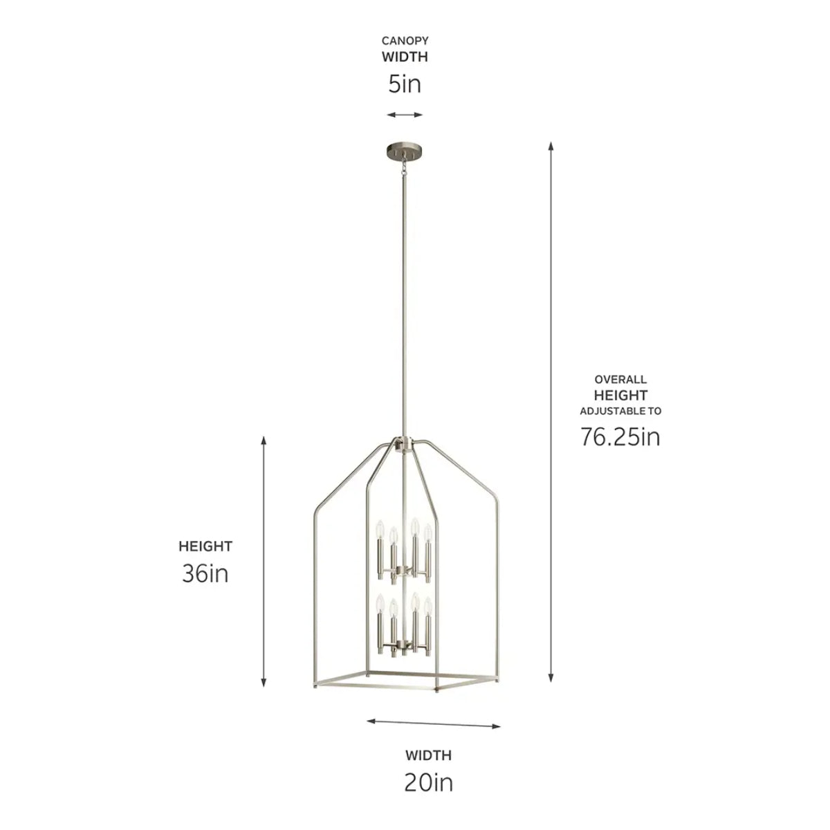 Madden 20" 8-Light Pendant Light, Brushed Nickel Finish - Bees Lighting