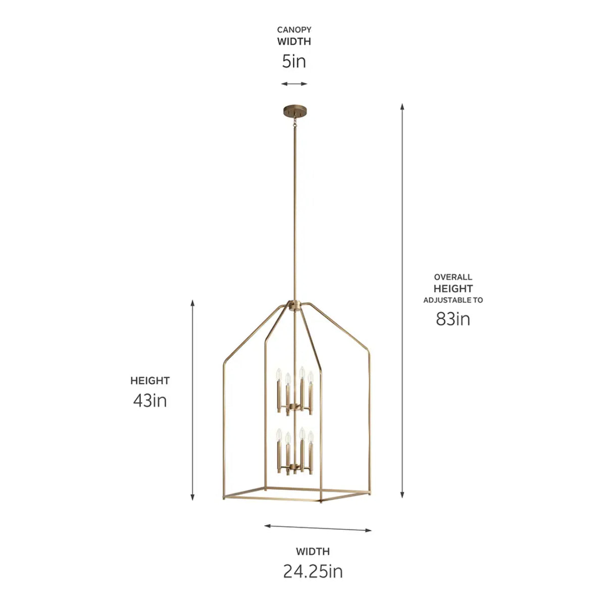 Madden 24" 8-Light Pendant Light, Champagne Bronze Finish