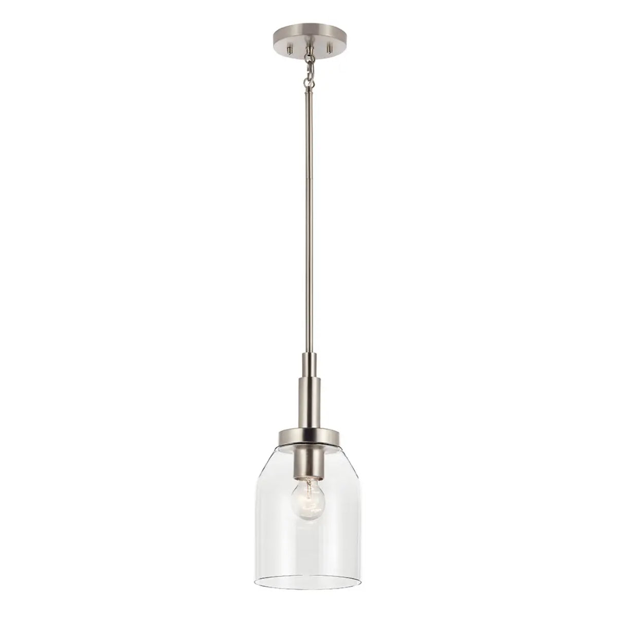 Madden 15" 1-Light Mini Pendant Light with Clear Glass, Brushed Nickel Finish - Bees Lighting