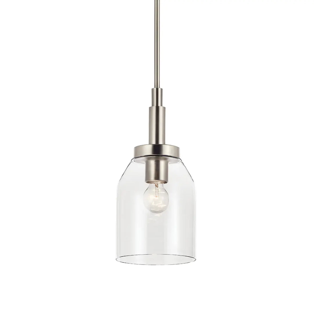 Madden 15" 1-Light Mini Pendant Light with Clear Glass, Brushed Nickel Finish - Bees Lighting