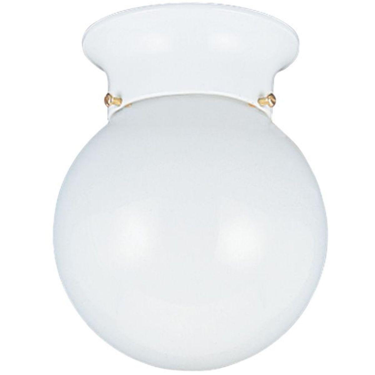 Tomkin 8 in Globe Flush Mount Light White finish - Bees Lighting