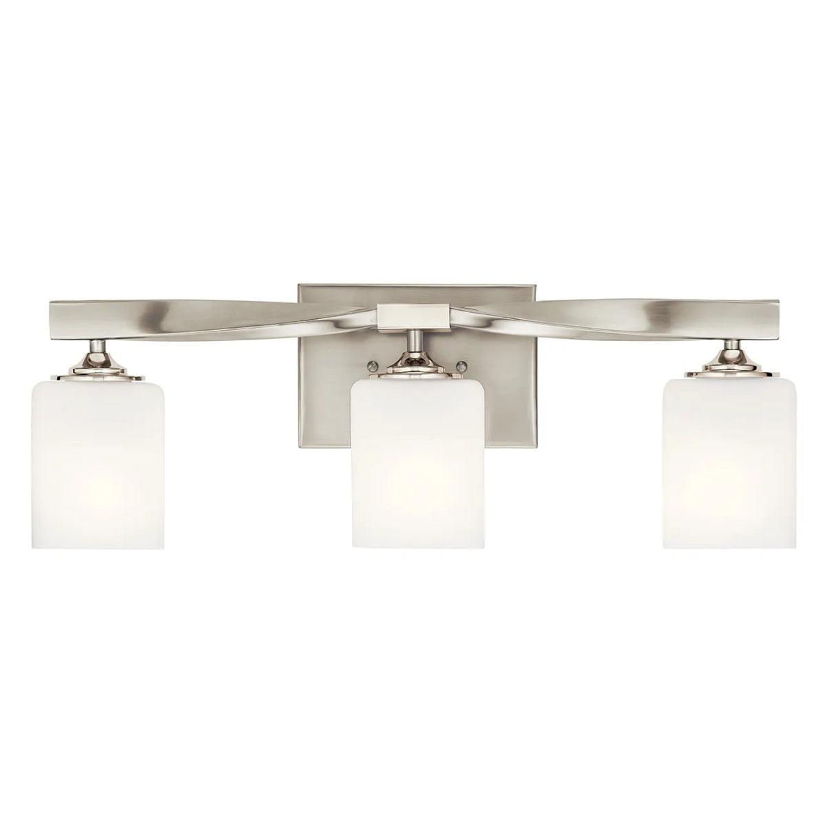 Marette 23 In 3-Lights Bathroom Vanity Light With Satin Etched Cased Opal Glass, Brushed Nickel Finish - Bees Lighting