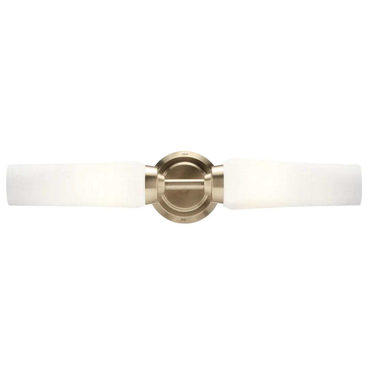 Truby 20 In 2-Lights Bathroom Vanity Light With Satin Etched Cased Opal Glass, Bronze Finish - Bees Lighting