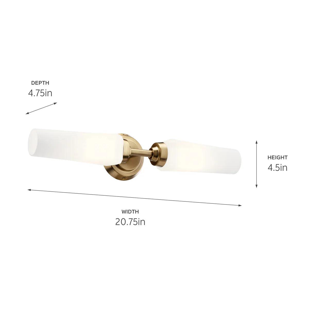 Truby 20 In 2-Lights Bathroom Vanity Light With Satin Etched Cased Opal Glass, Bronze Finish - Bees Lighting