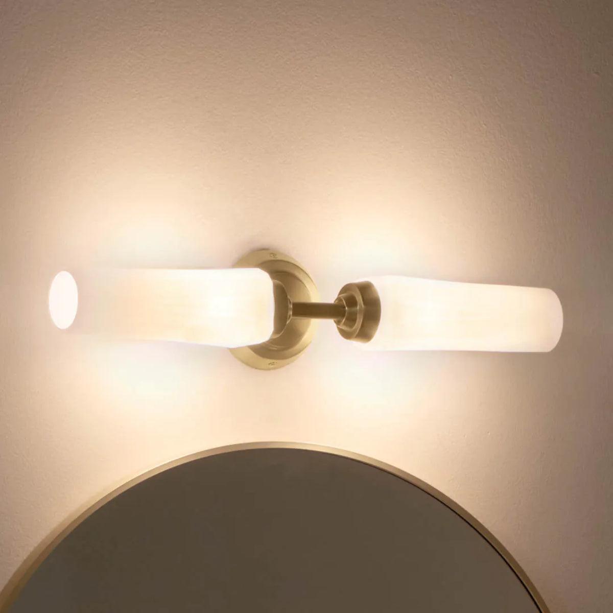 Truby 20 In 2-Lights Bathroom Vanity Light With Satin Etched Cased Opal Glass, Bronze Finish - Bees Lighting