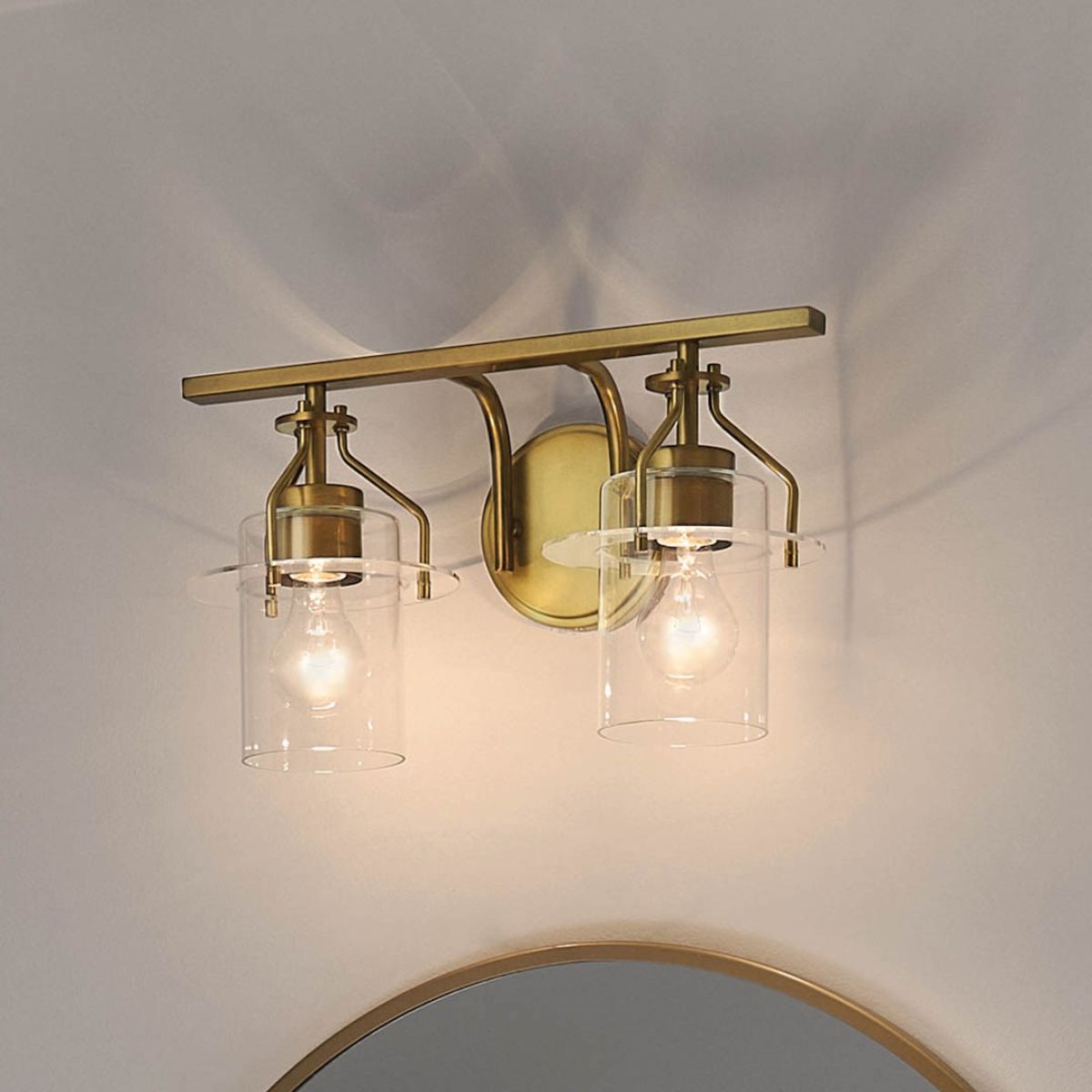 Everett 16 in. 2 Lights Vanity Light Brushed Brass finish