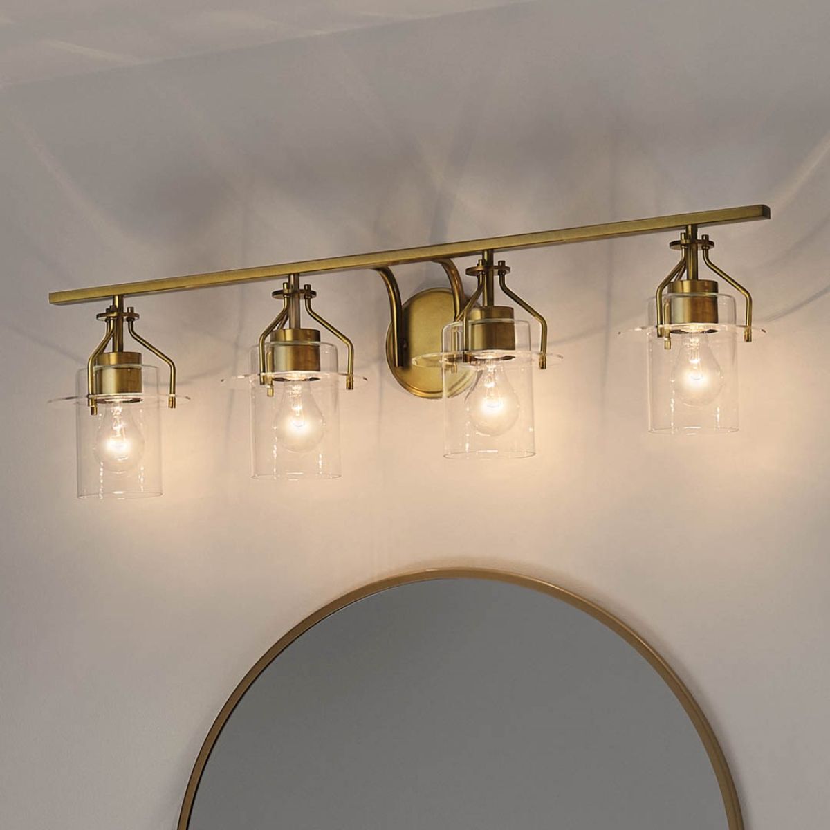 Everett 34 in. 4 Lights Vanity Light Brushed Brass finish