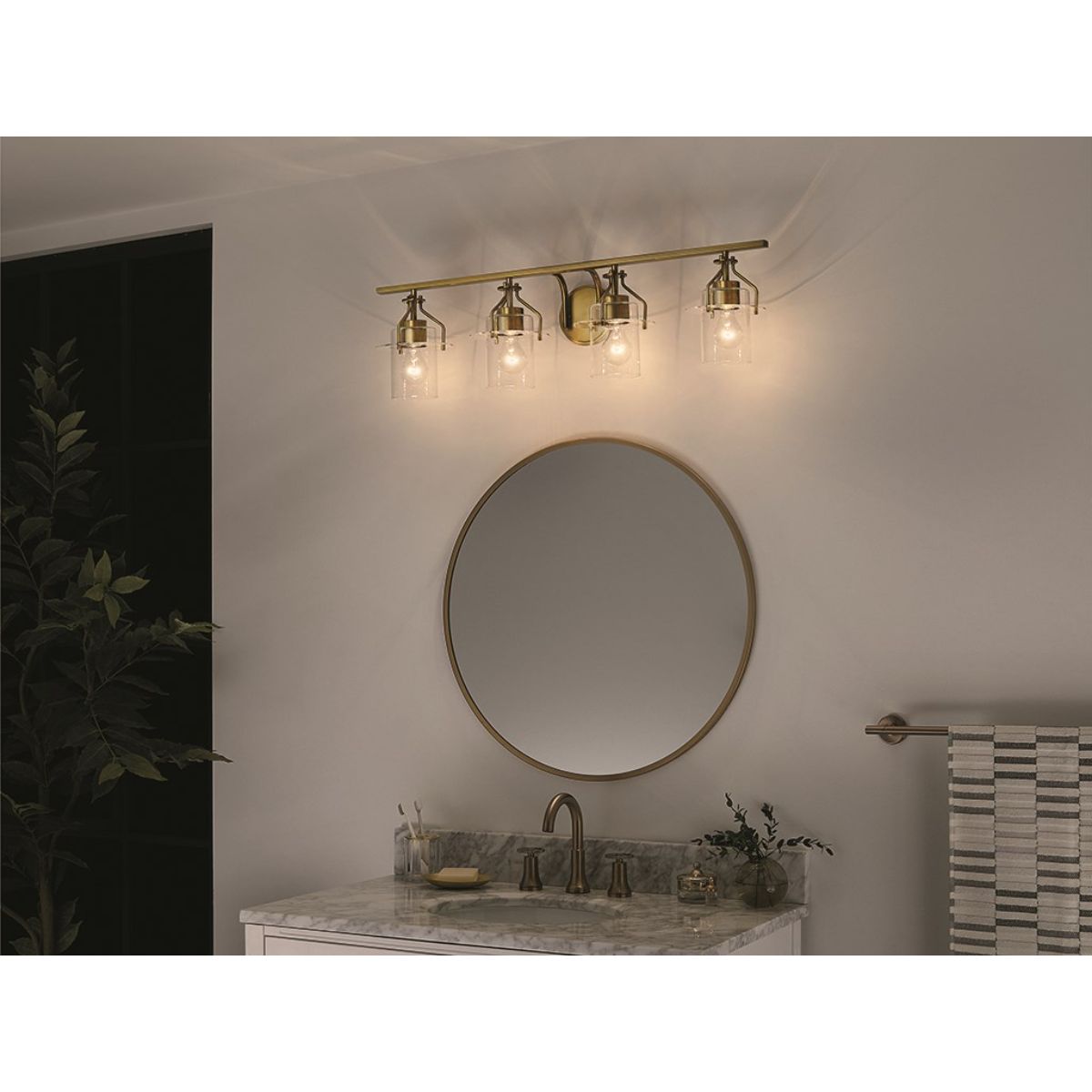 Everett 34 in. 4 Lights Vanity Light Brushed Brass finish