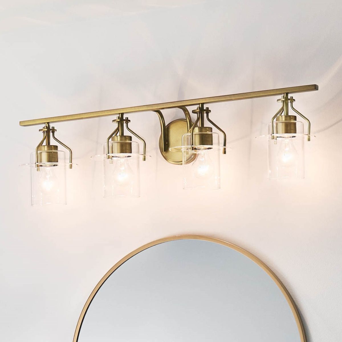 Everett 34 in. 4 Lights Vanity Light Brushed Brass finish