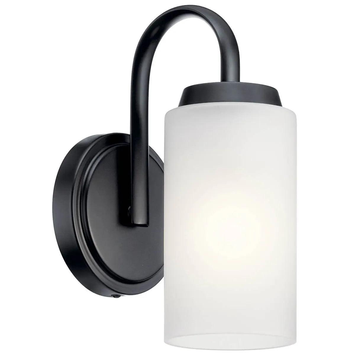 Kennewick 10" 1-Light Wall Sconce With Clear Satin Etched Glass, Black Finish - Bees Lighting