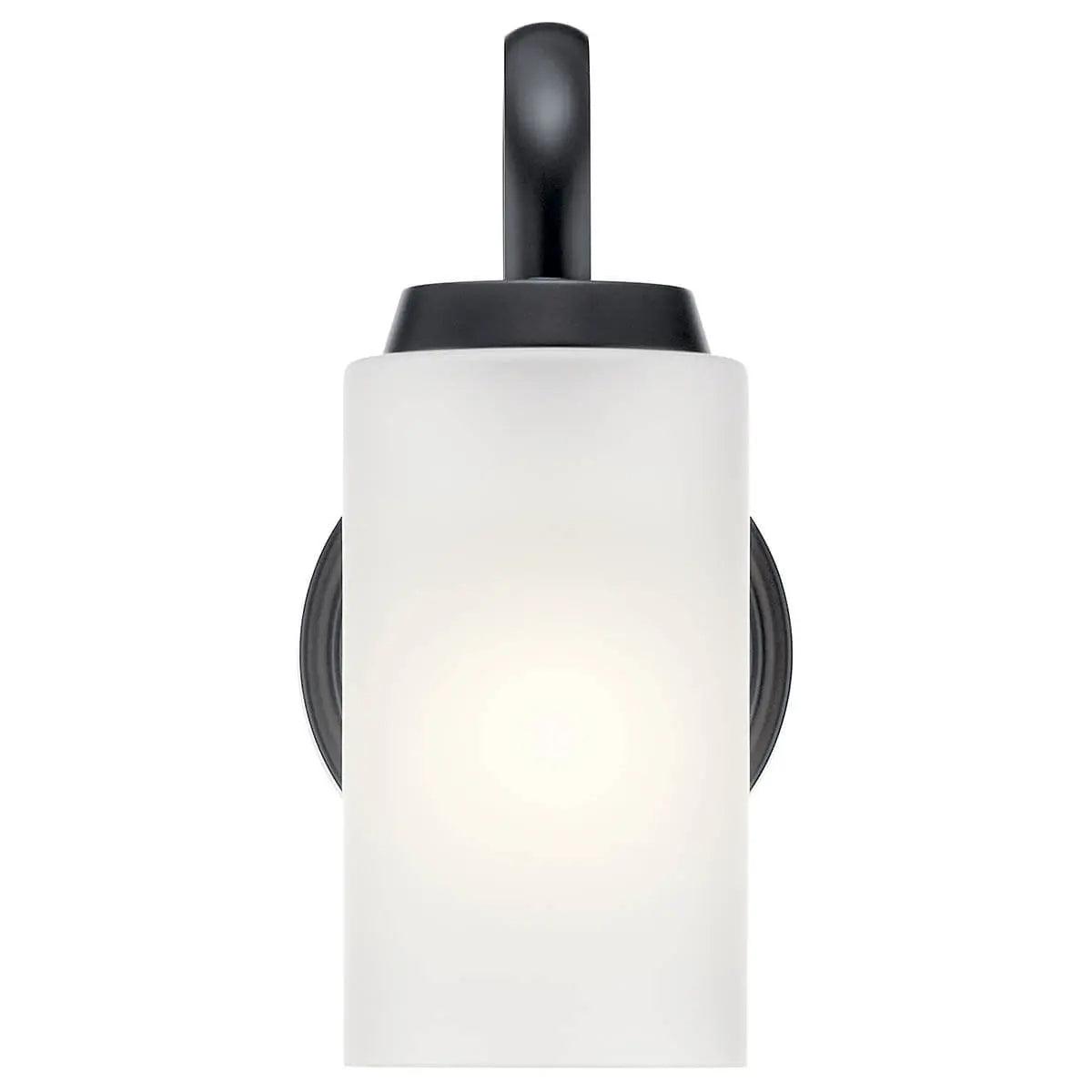 Kennewick 10" 1-Light Wall Sconce With Clear Satin Etched Glass, Black Finish - Bees Lighting