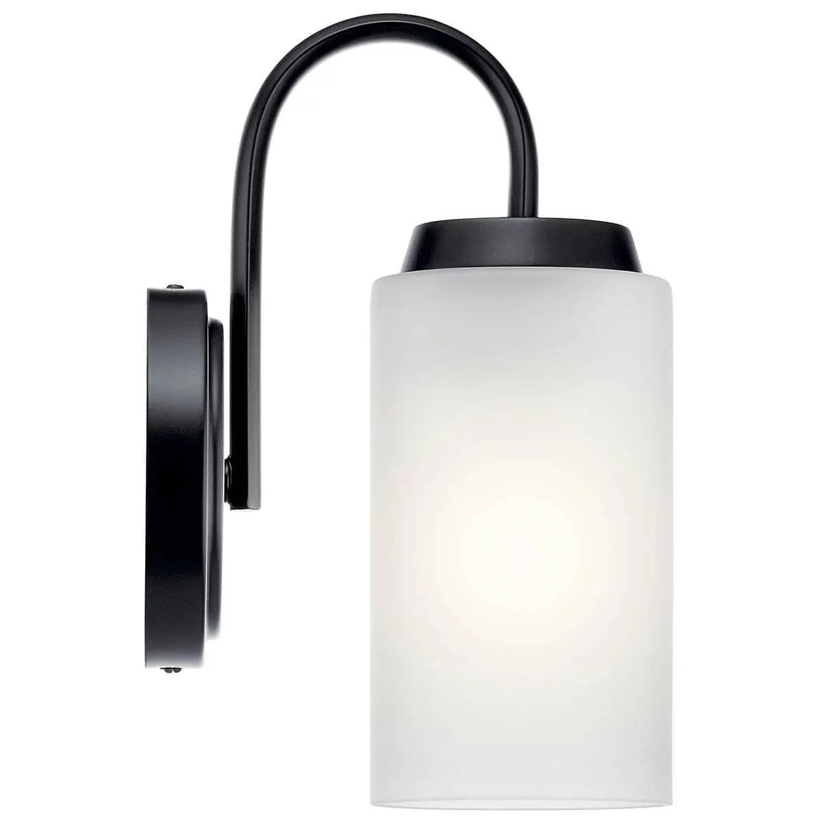 Kennewick 10" 1-Light Wall Sconce With Clear Satin Etched Glass, Black Finish - Bees Lighting